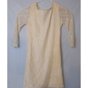 THML Lace Sheath Dress Long Sleeve Ivory Cream Zipper Midi Size M‎ Anthropology